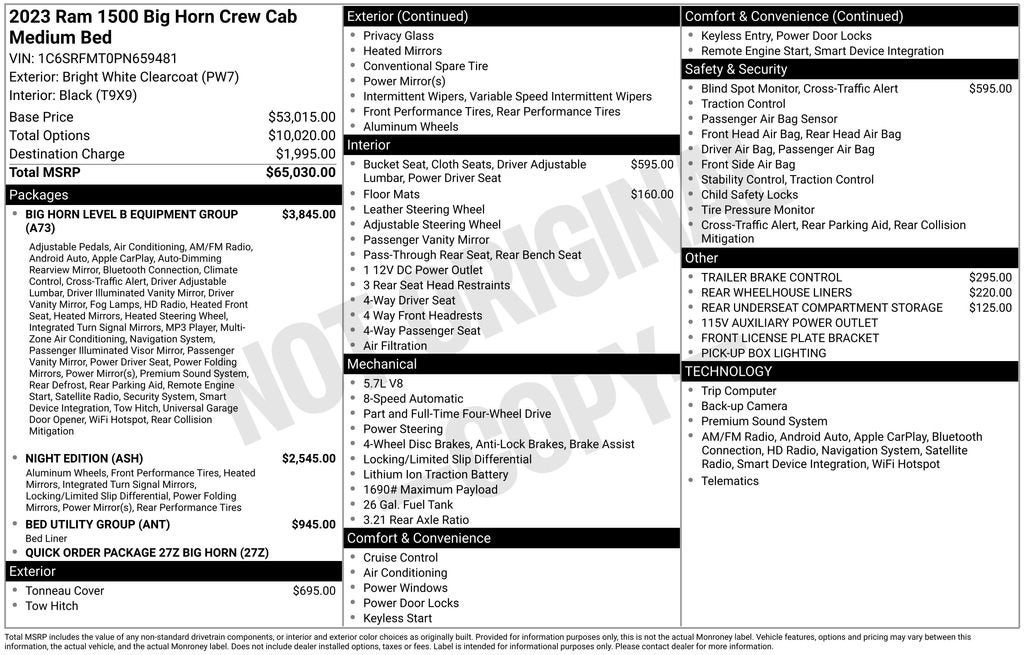 2023 RAM 1500 Big Horn Crew Cab 4x4 6'4" Box