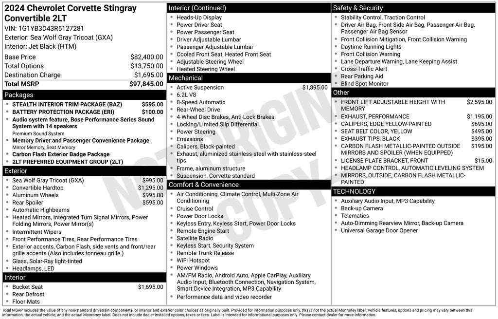 2024 Chevrolet Corvette Stingray 2LT
