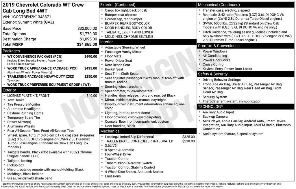 2019 Chevrolet Colorado 4WD Work Truck