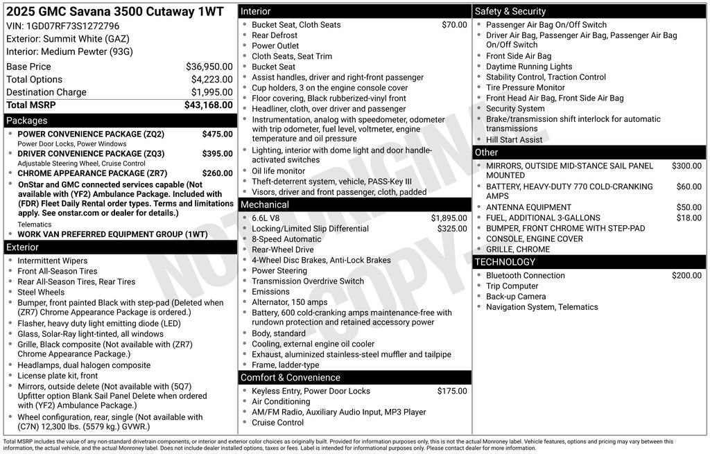 2025 GMC Savana Cutaway 3500 1WT