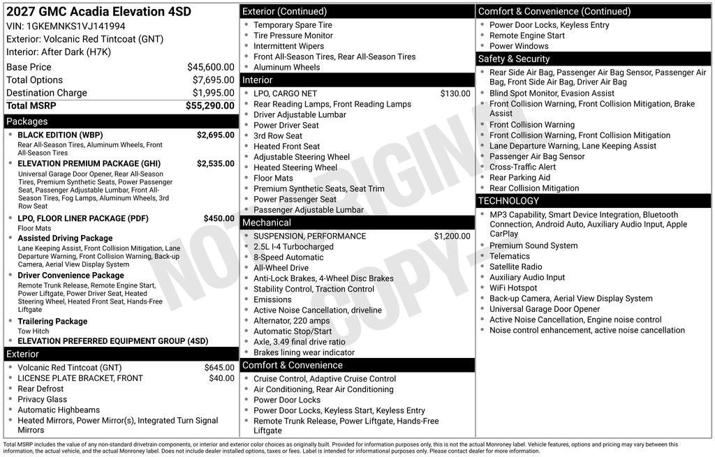 2027 GMC Acadia Elevation