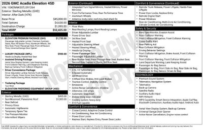 2026 GMC Acadia Elevation