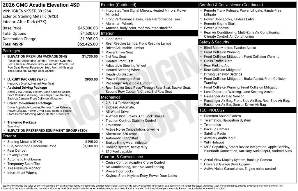 2026 GMC Acadia Elevation