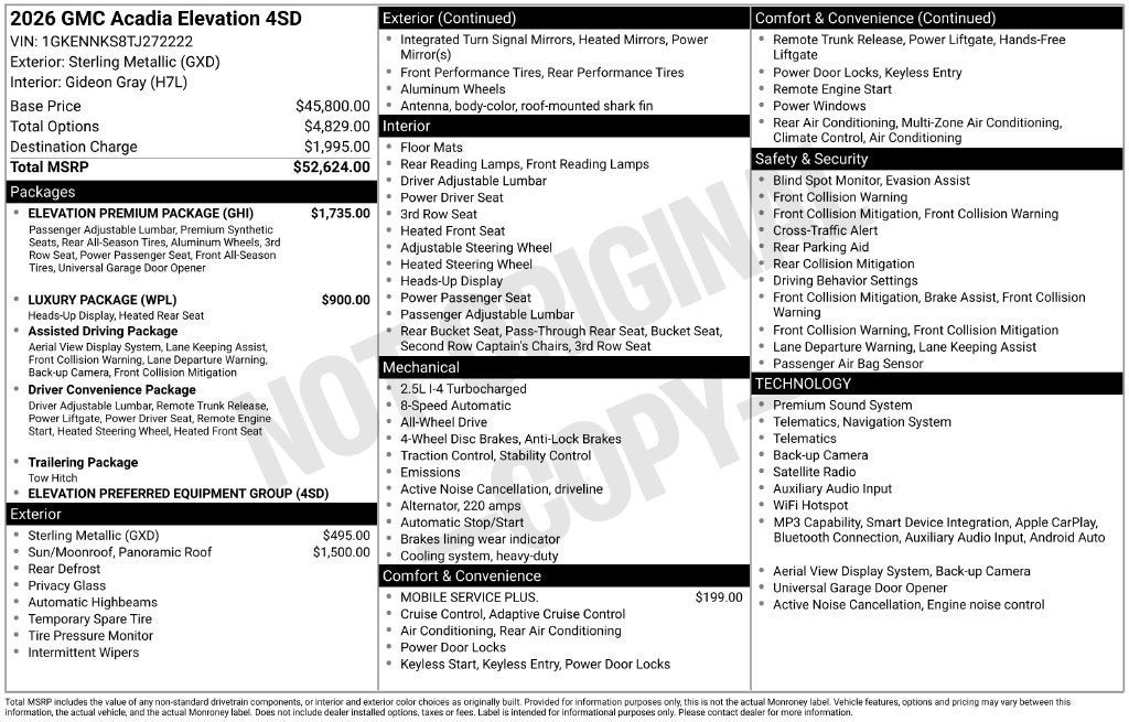 2026 GMC Acadia Elevation