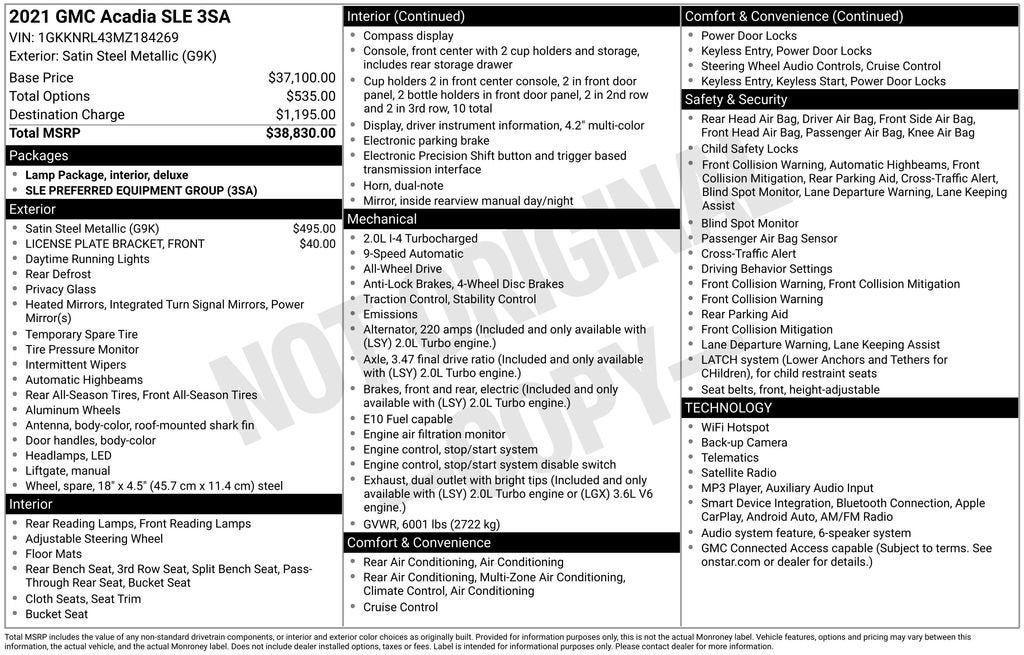 2021 GMC Acadia SLE