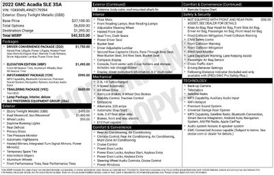 2022 GMC Acadia SLE