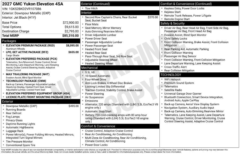 2027 GMC Yukon Elevation