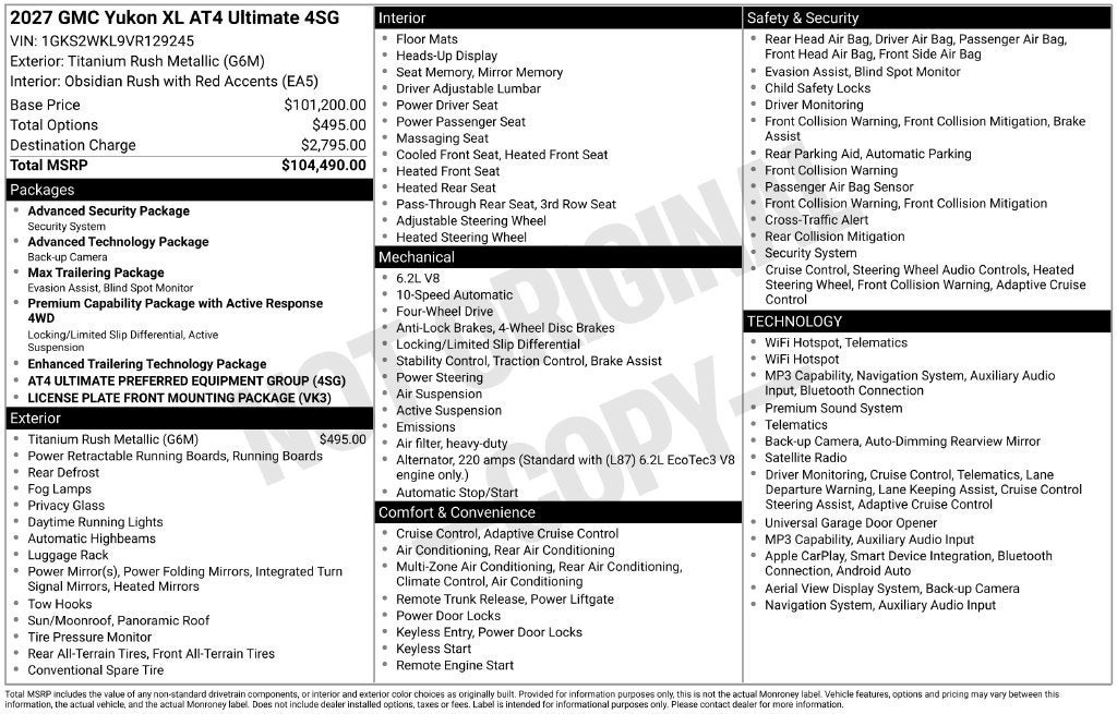 2027 GMC Yukon XL AT4 Ultimate
