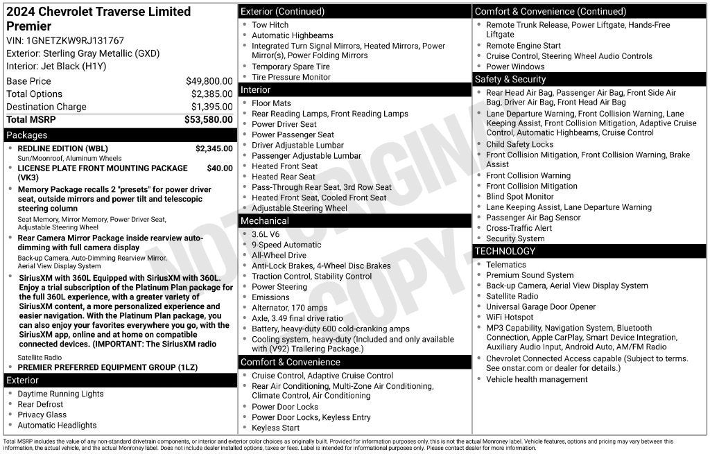 2024 Chevrolet Traverse Limited Premier