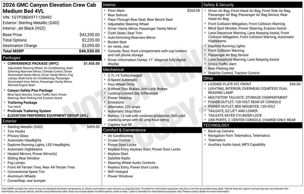 2026 GMC Canyon Elevation