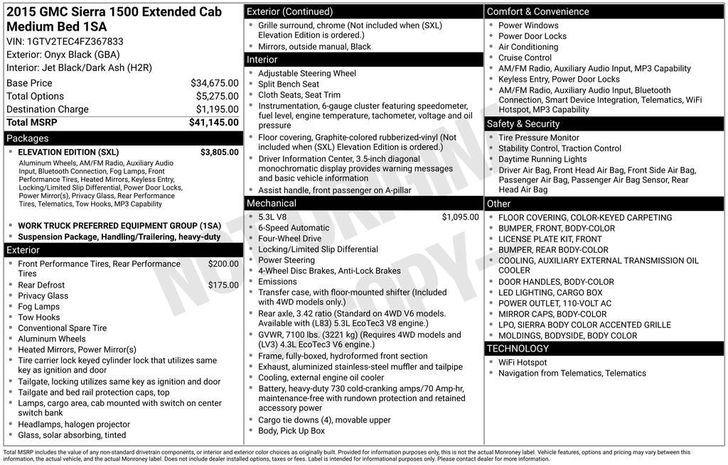 2015 GMC Sierra 1500 Double Cab Standard Box 4-Wheel Drive