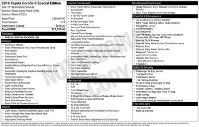 2016 Toyota Corolla S