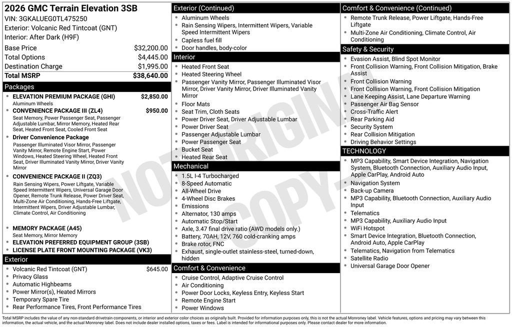 2026 GMC Terrain Elevation