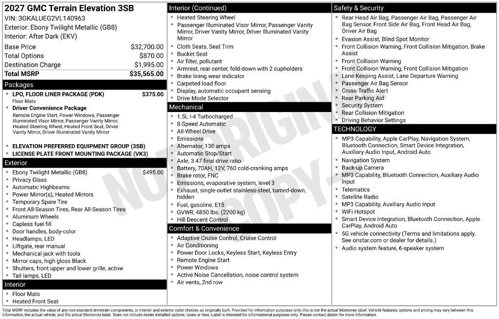 2027 GMC Terrain Elevation