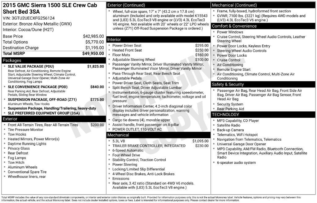 2015 GMC Sierra 1500 SLE