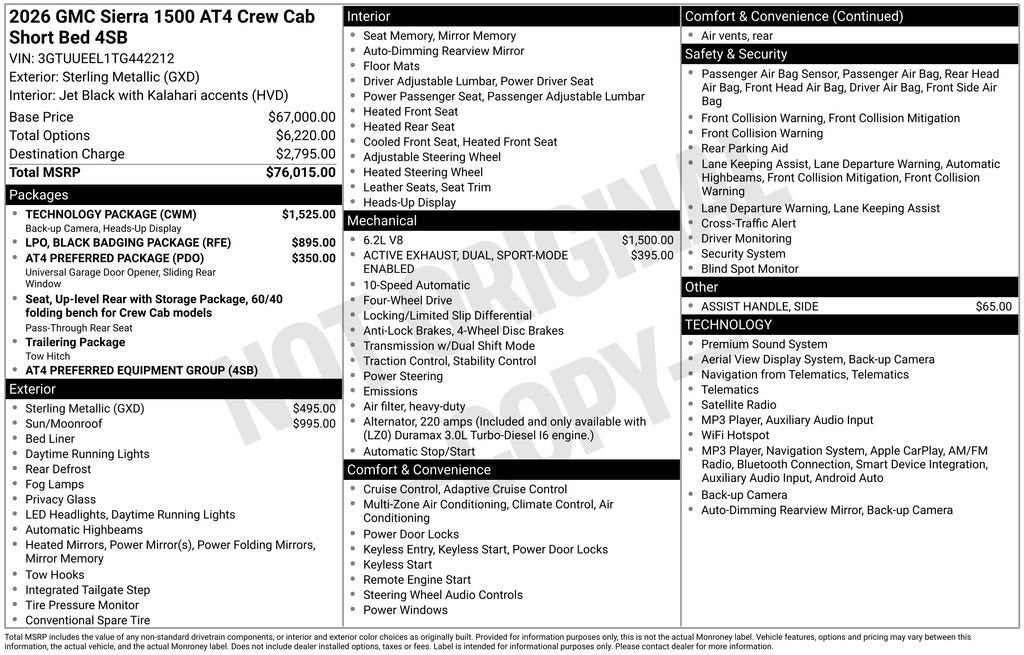 2026 GMC Sierra 1500 AT4