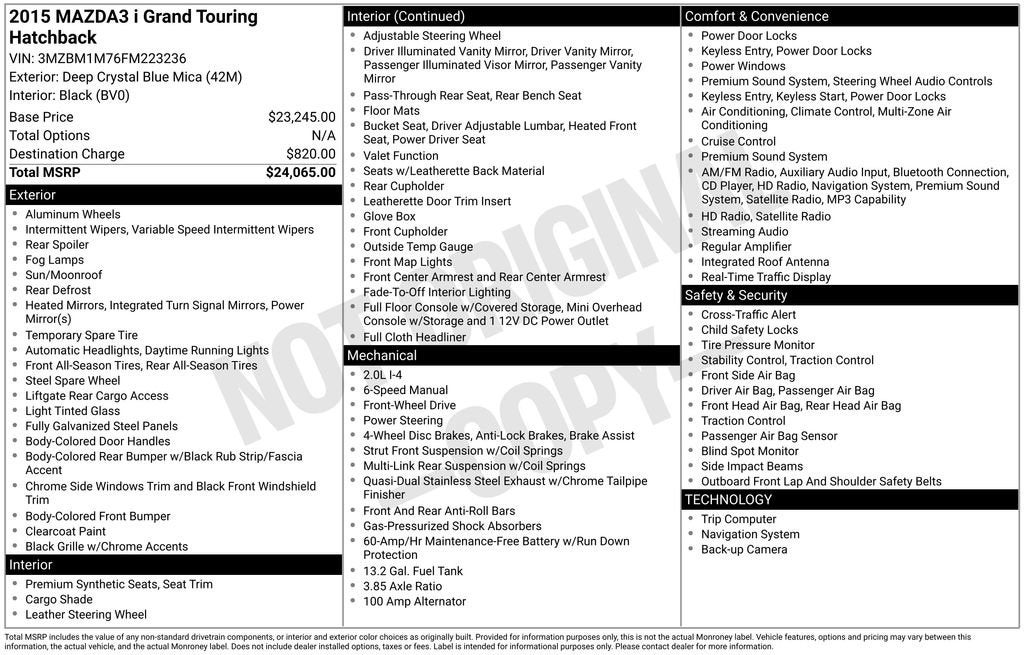 2015 Mazda Mazda3 Hatchback i Grand Touring