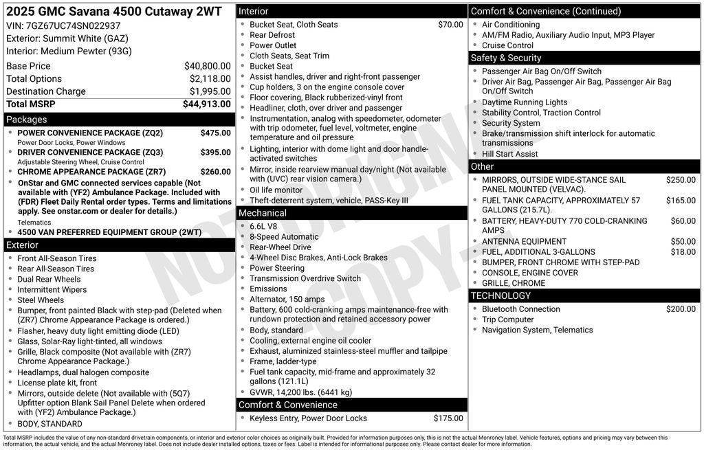 2025 GMC Savana Cutaway 4500 2WT