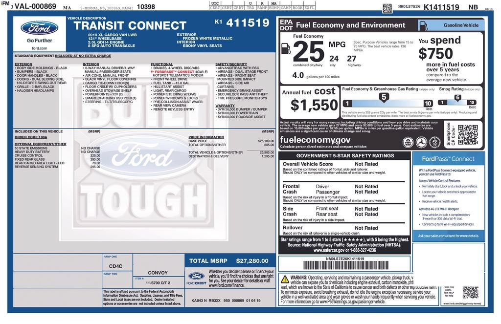 2019 Ford Transit Connect XL