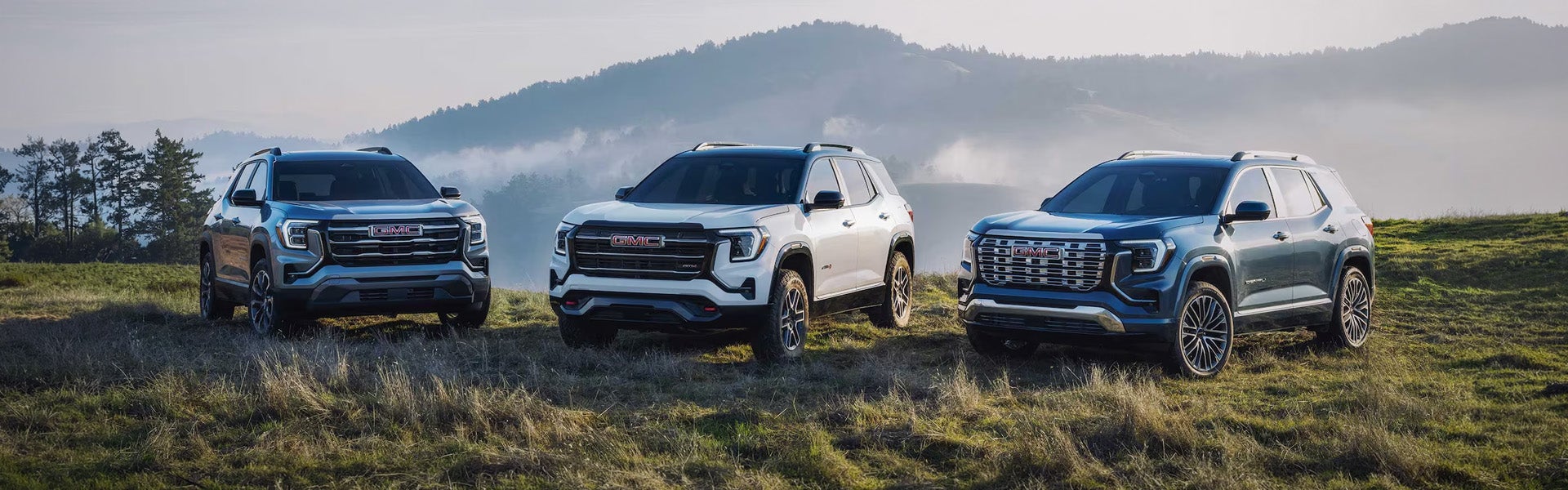 GMC Terrain lineup parked on scenic hillside